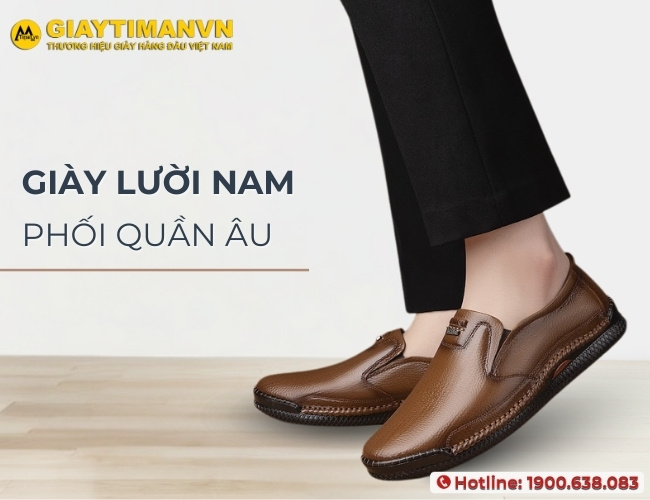 Phối giày lười nam với quần âu