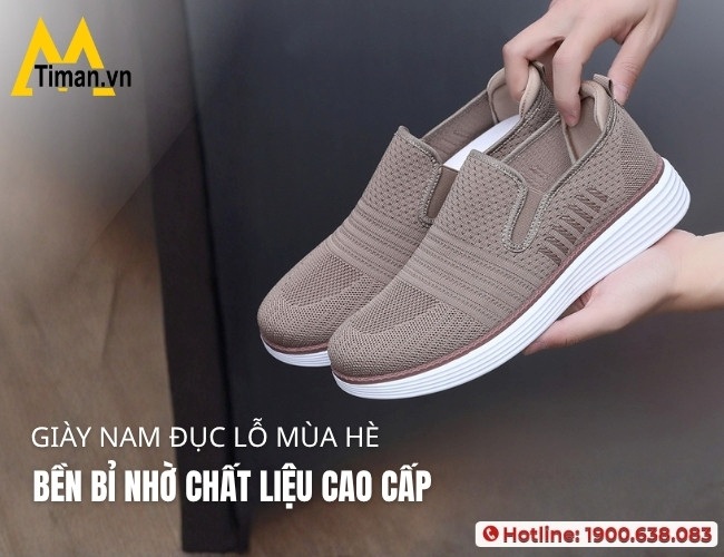 Giày lỗ nam mùa hè bền bỉ nhờ chất liệu cao cấp