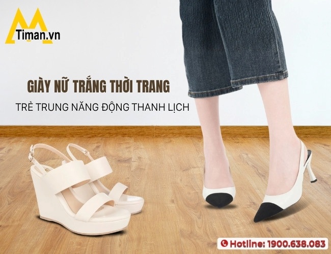 Giày nữ trắng thời trang dễ phối trang phục
