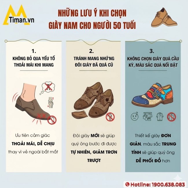 Những lưu ý quan trọng khi mua sắm giày nam trung niên 50 tuổi