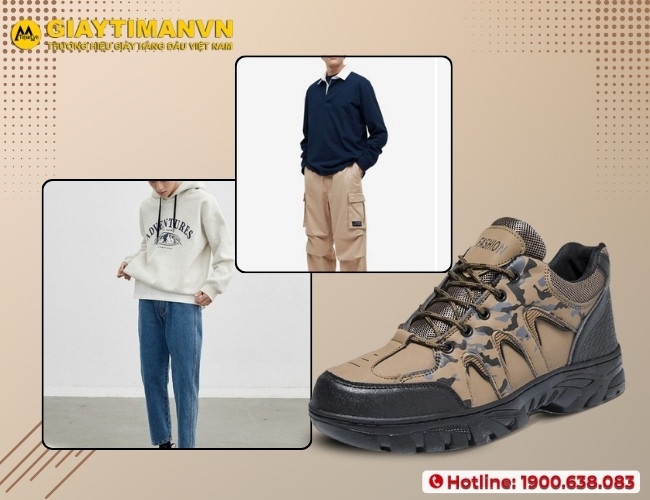 Phối đồ năng động cùng với giày cho nam đế cao
