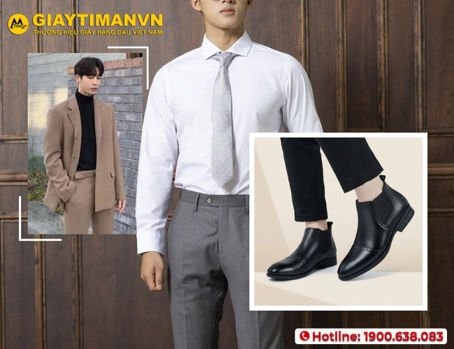 Phối trang phục thời thượng cùng với giày nam cao cổ Hàn Quốc