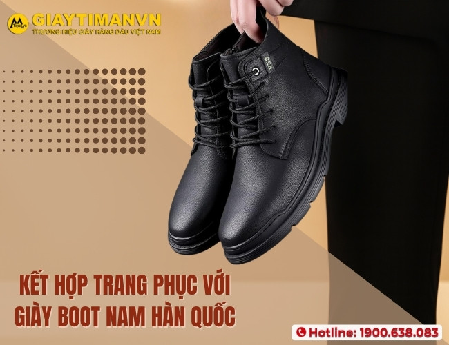 Style lịch lãm cùng với giày boot Hàn Quốc nam