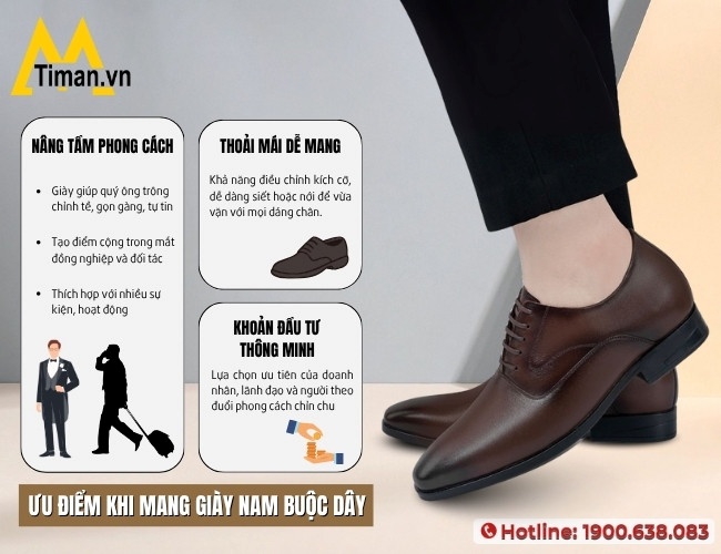 Ưu điểm khi nam giới mang giày buộc dây cho nam