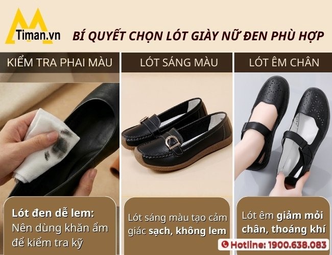 Bí quyết giúp phái đẹp chọn lót giày đen nữ 