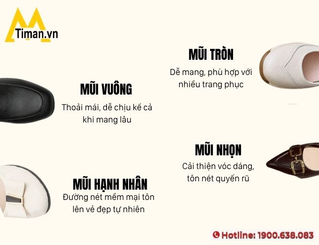 Các kiểu mũi giày công sở nữ phổ biến