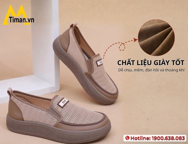 Lựa chọn chất liệu giày cho nữ trung niên mềm êm