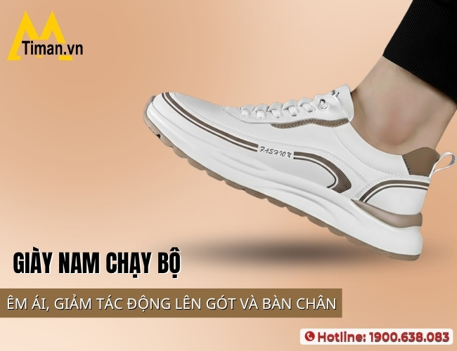 Giày chạy bộ nam êm ái, giảm tác động lực lên chân