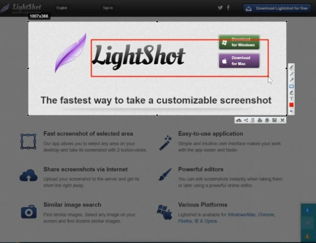 Phần mềm chụp màn hình Lightshot 