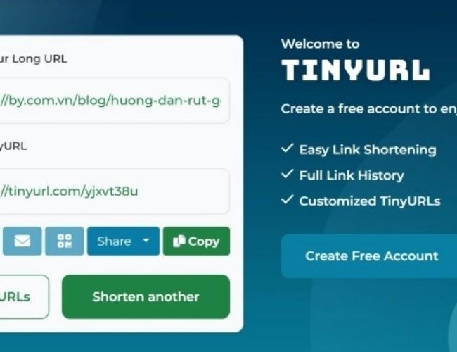 Trang web rút gọn link TinyURL.com