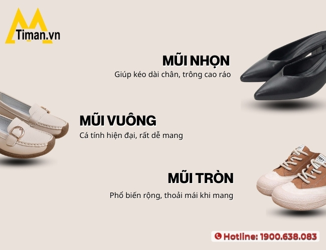Các kiểu mũi giày nữ đế thấp nên chọn