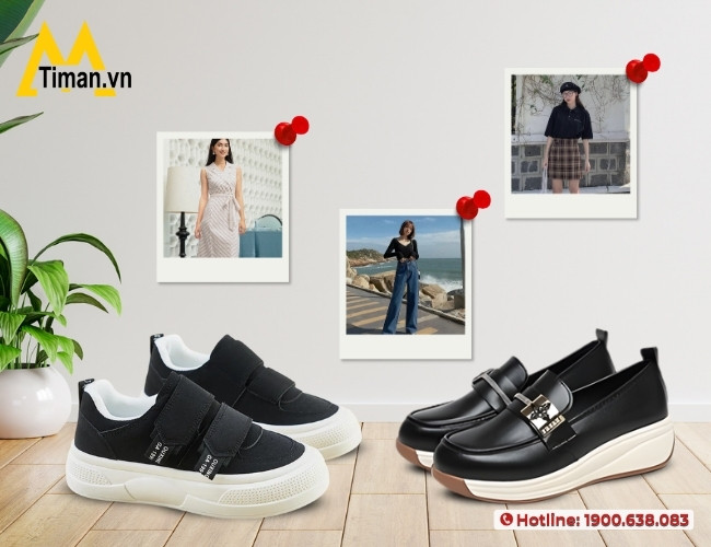 Năng động phong cách khi kết hợp với giày nữ đen