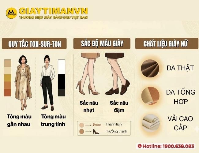 Nguyên tắc phối đồ với giày màu nâu nữ