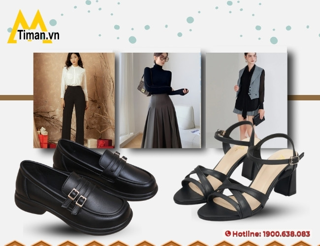 Phối đồ chuyên nghiệp cùng với giày nữ màu đen