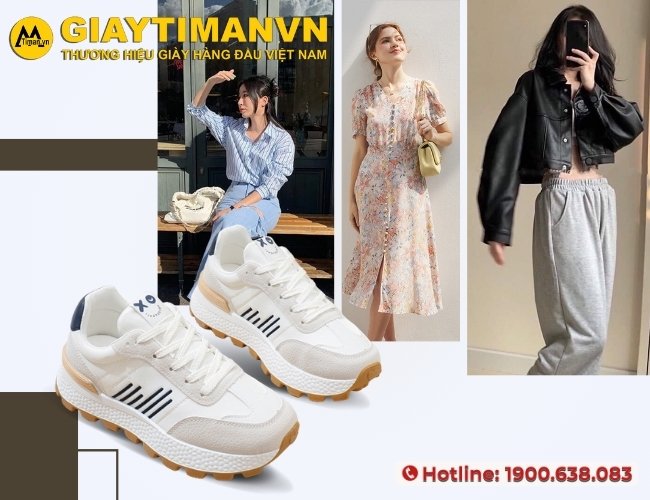 Phối đồ đẹp với giày trắng nữ năng động