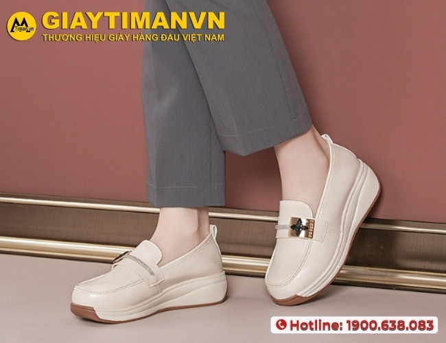 Phối đồ xinh cùng giày nữ trắng Timan