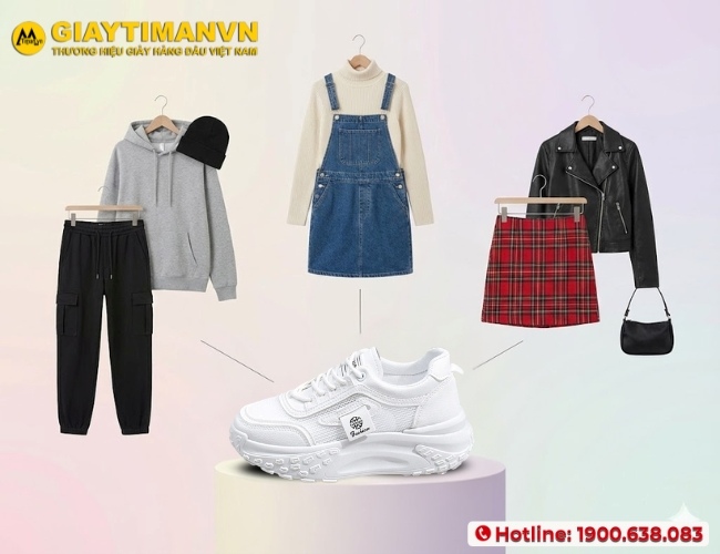 Set đồ năng động, cá tính với giày nữ phóng khoáng