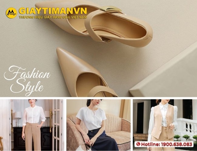 Set đồ thanh lịch, chuyên nghiệp khi phối với giày nữ màu nâu