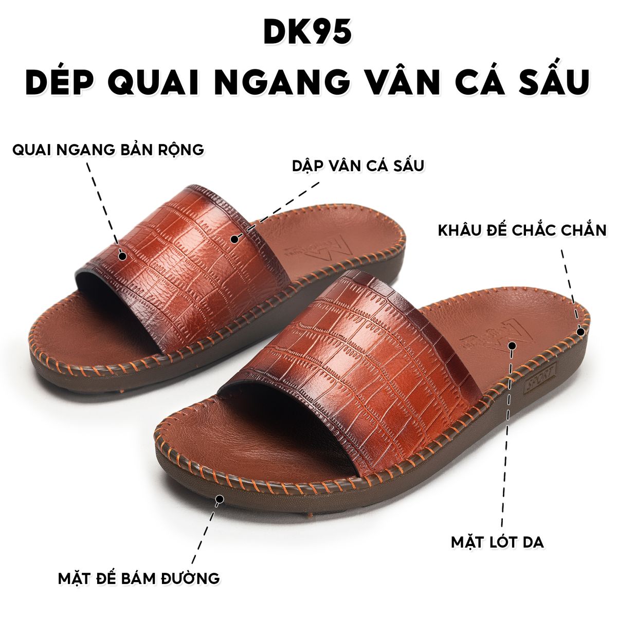 Dép quai ngang nam DK95 hàng hiệu