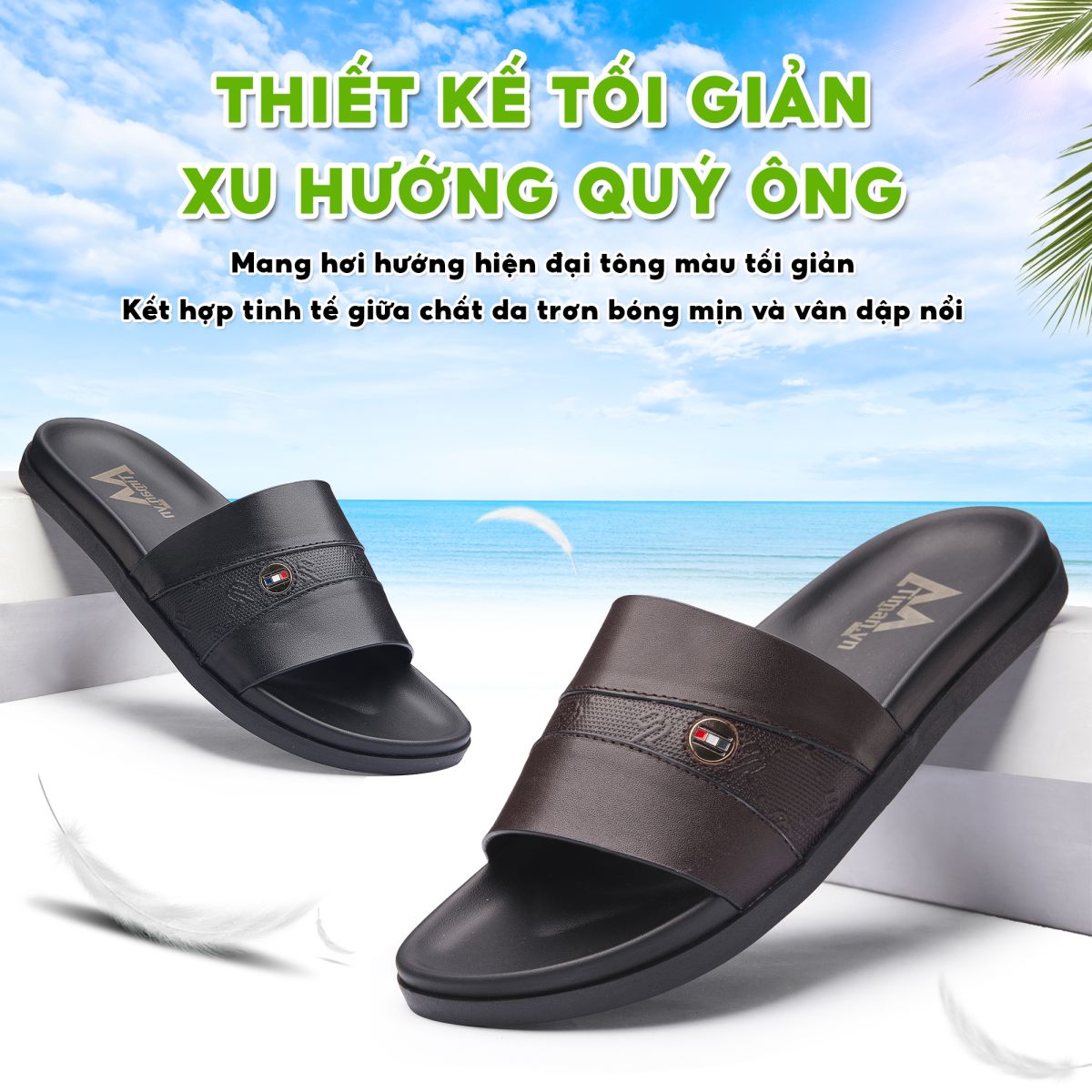 Dép quai ngang nam DL07 thiết kế tối giản