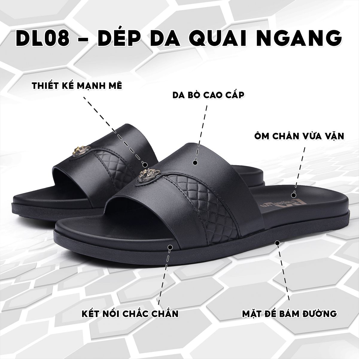 Dép quai ngang nam DL08 thiết kế tỉ mỉ