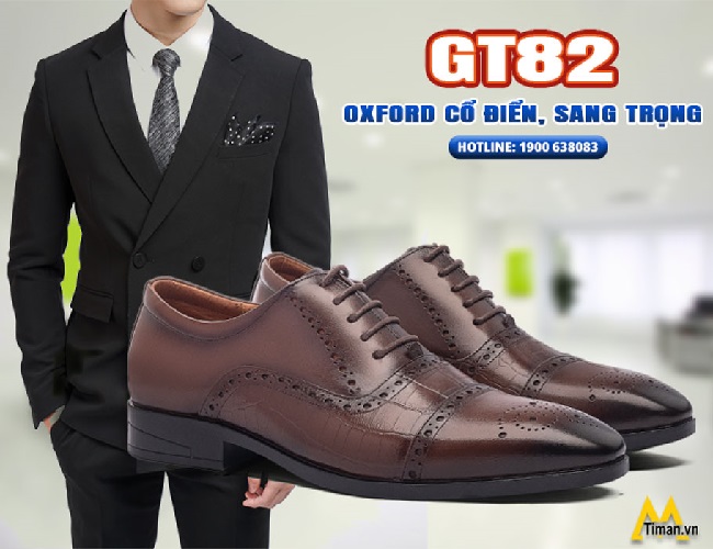 Giày da nam trung niên Oxford GT82 sang trọng