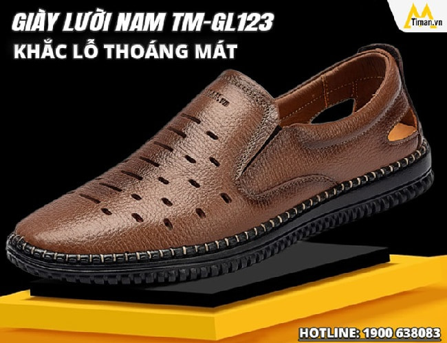 Giày lười nam TM-GL123 khắc lỗ thoáng mát