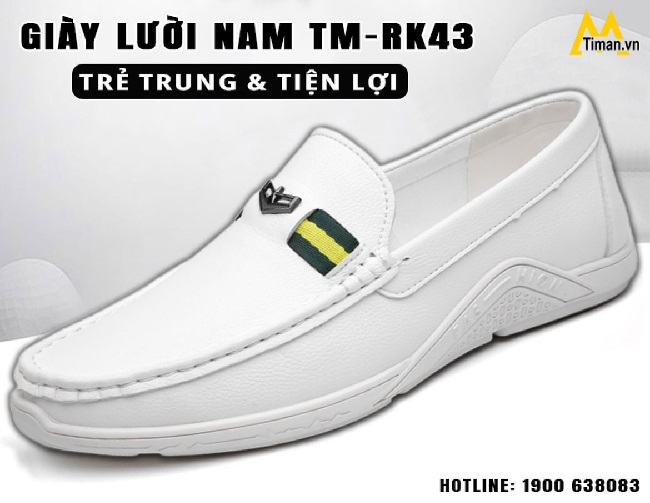 Giày lười nam TM-RK43 màu trắng trẻ trung