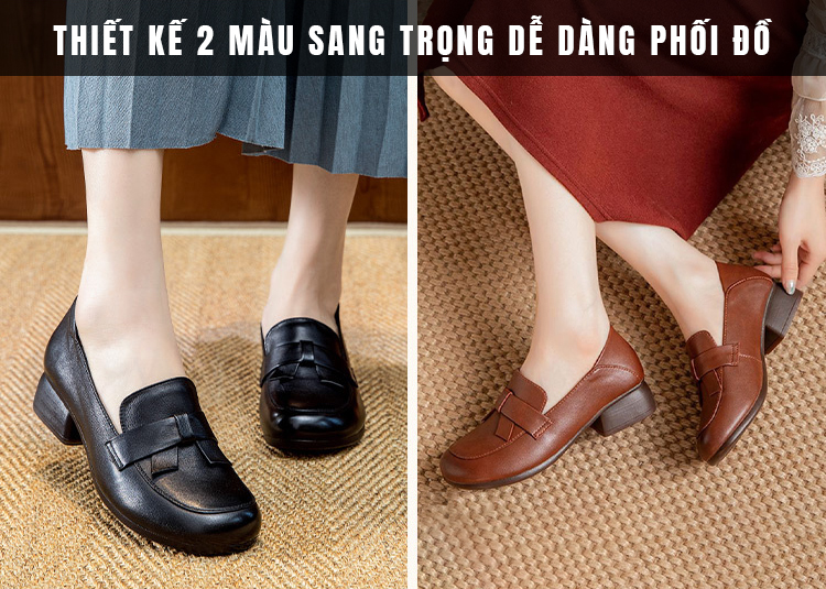 Giày lười nữ TM-XS09 thiết kế 2 màu sang trọng dễ dàng phối đồ