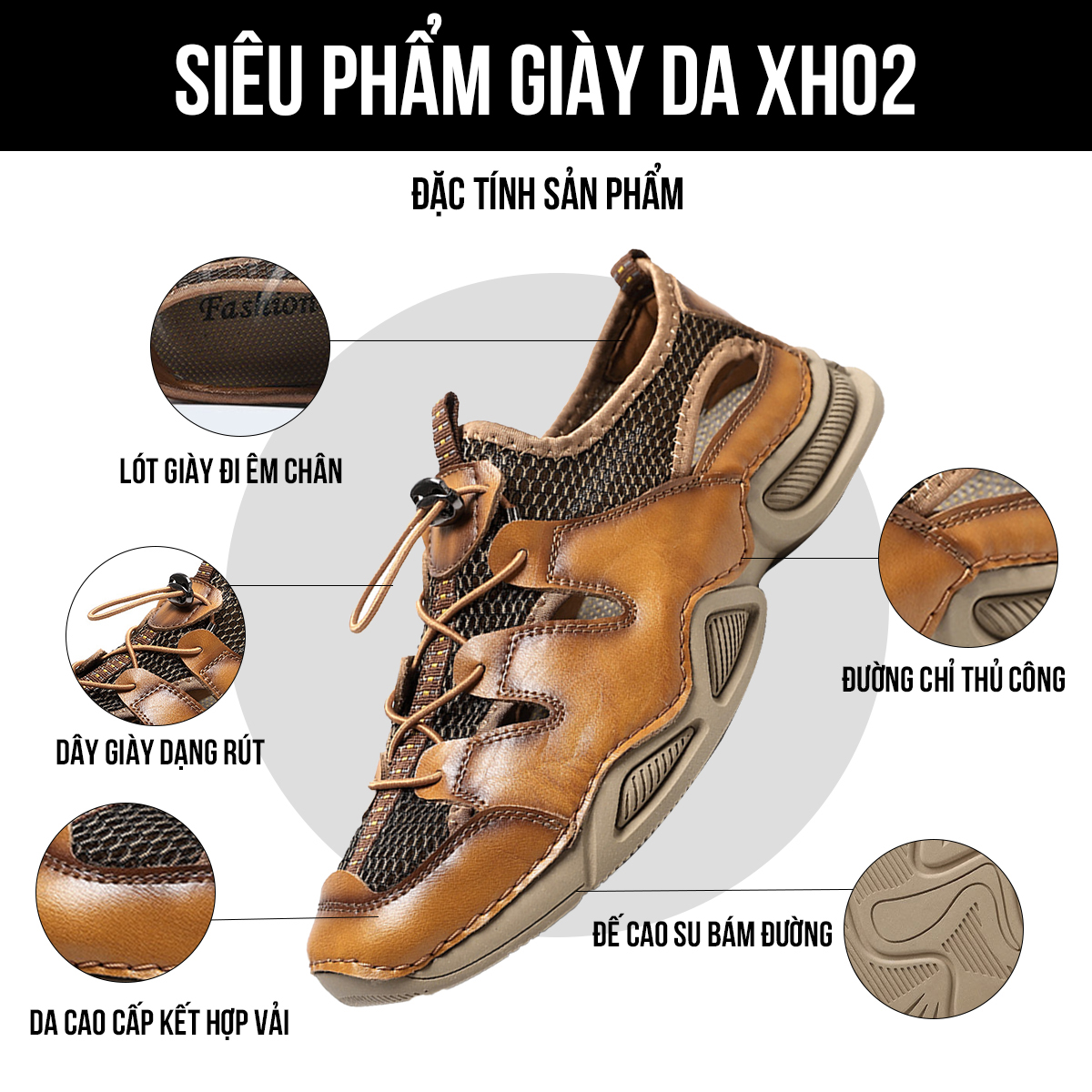 Giày sandal nam XH02 đặc tính sản phẩm