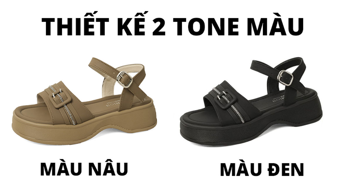 Giày sandal nữ TM-CG68 thiết kế 2 tone màu sang trọng