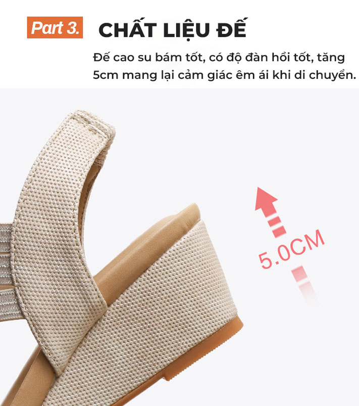 Giày sandal nữ TM-XN519 đế chống trơn tốt và tăng chiều cao tôn dáng