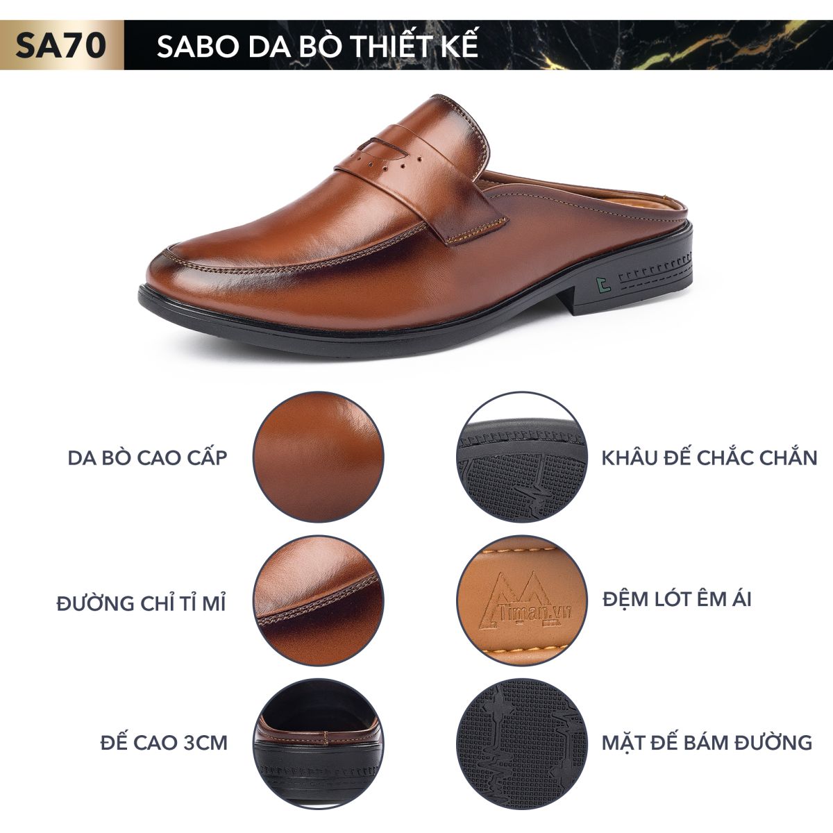 Giày sục nam SA70 thiết kế độc quyền