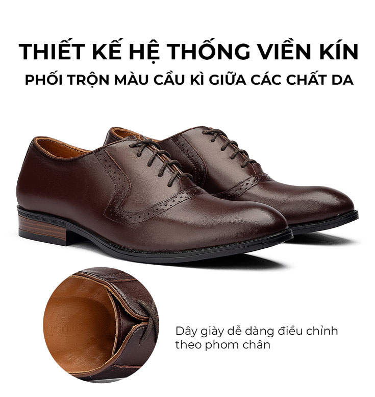 Giày oxford nam GT83 thiết kế mới lạ với tone màu sang trọng