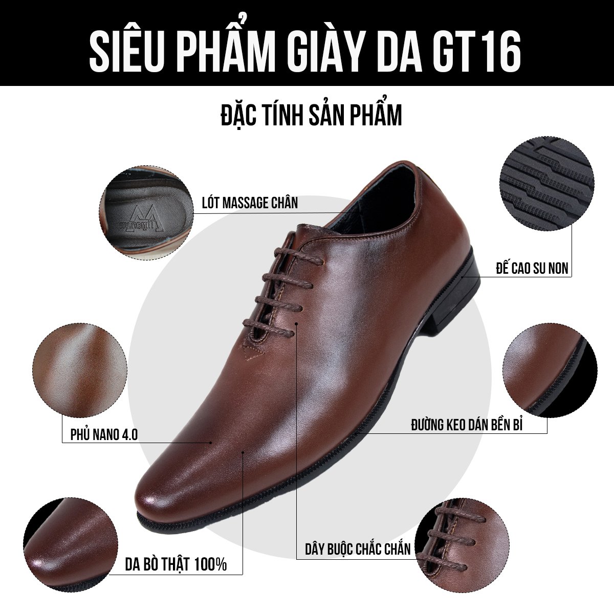 Giày tây nam GT16 đặc tính sản phẩm