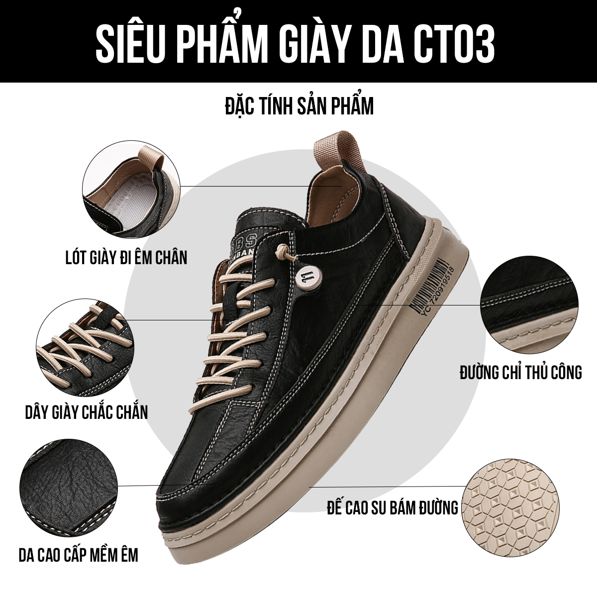 Giày thể thao nam CT03 đặc tính sản phẩm